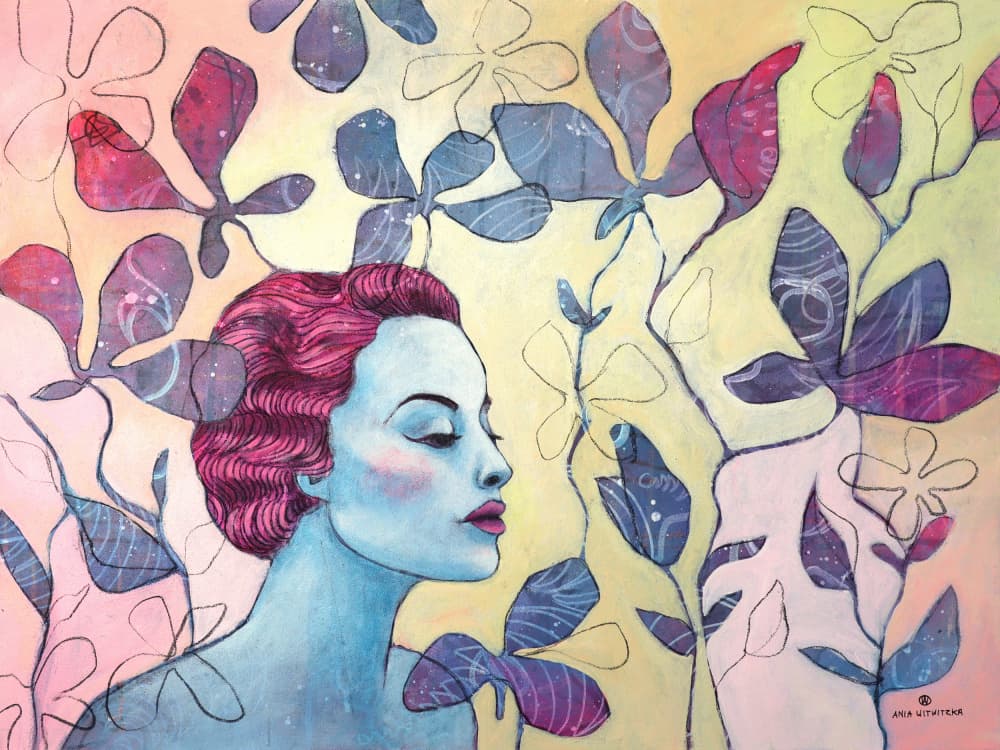 Dreamy Floral Portrait by Ania Witwitzka — canvas wall art