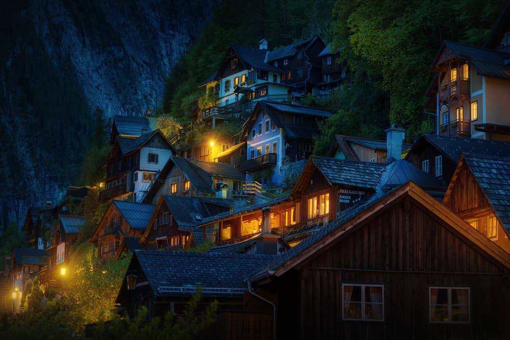 Cozy Mountain Village Night by Juan Pablo de Miguel — canvas wall art