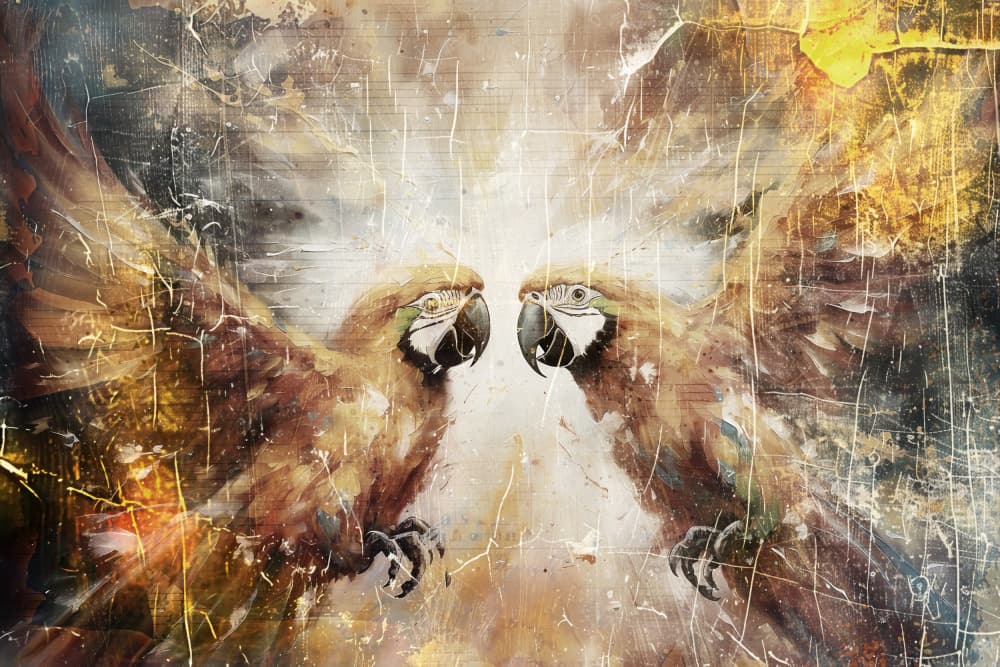 Energetic Parrots by Rafal Kulik — canvas wall art