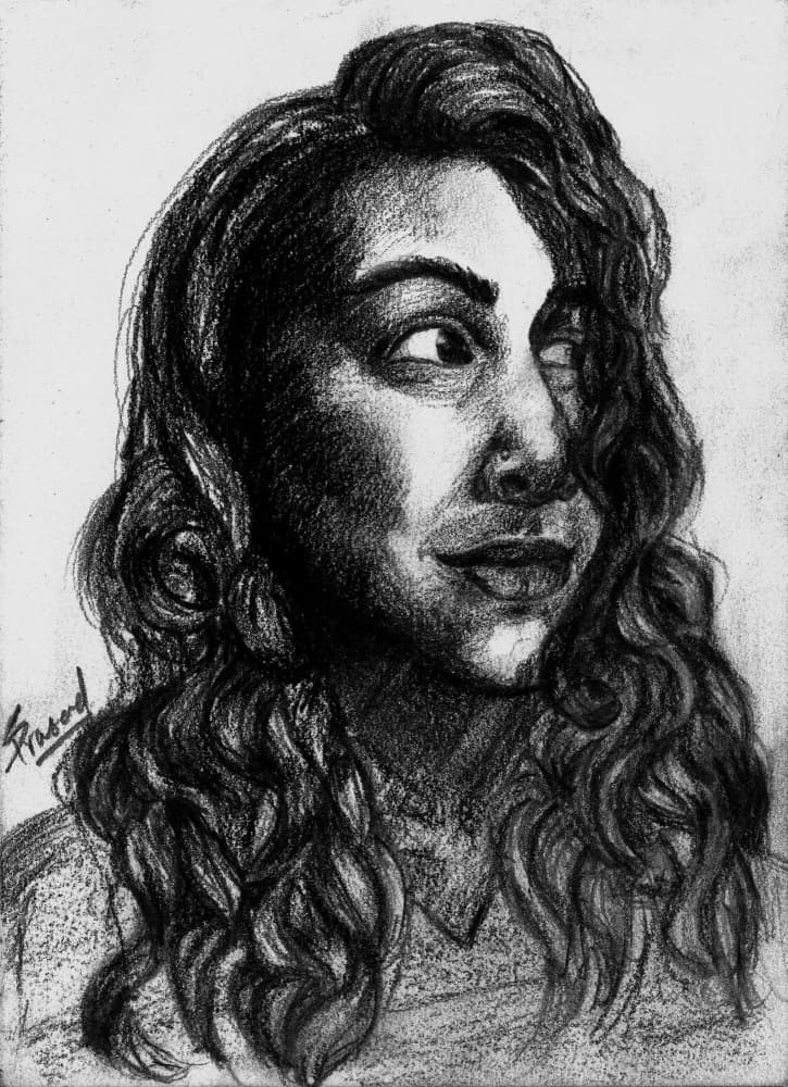 Dramatic Charcoal Portrait by Shreya Prasad — canvas wall art