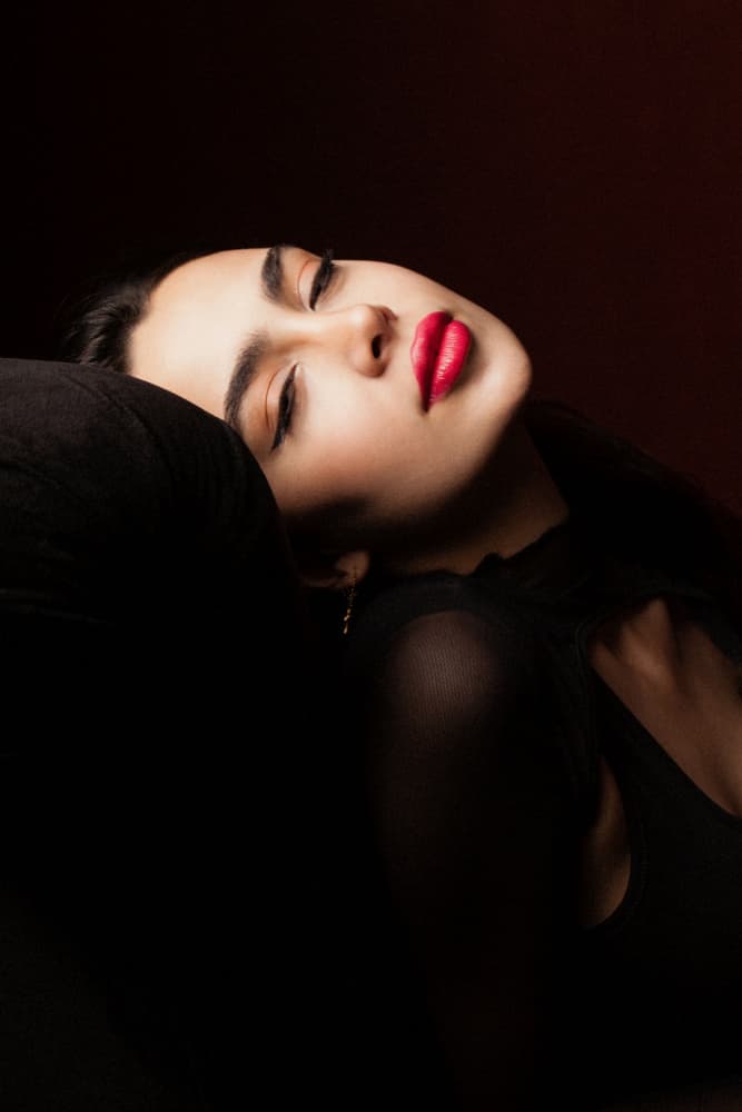 Red Lips Beauty by Mehdi Mokhtari — canvas wall art