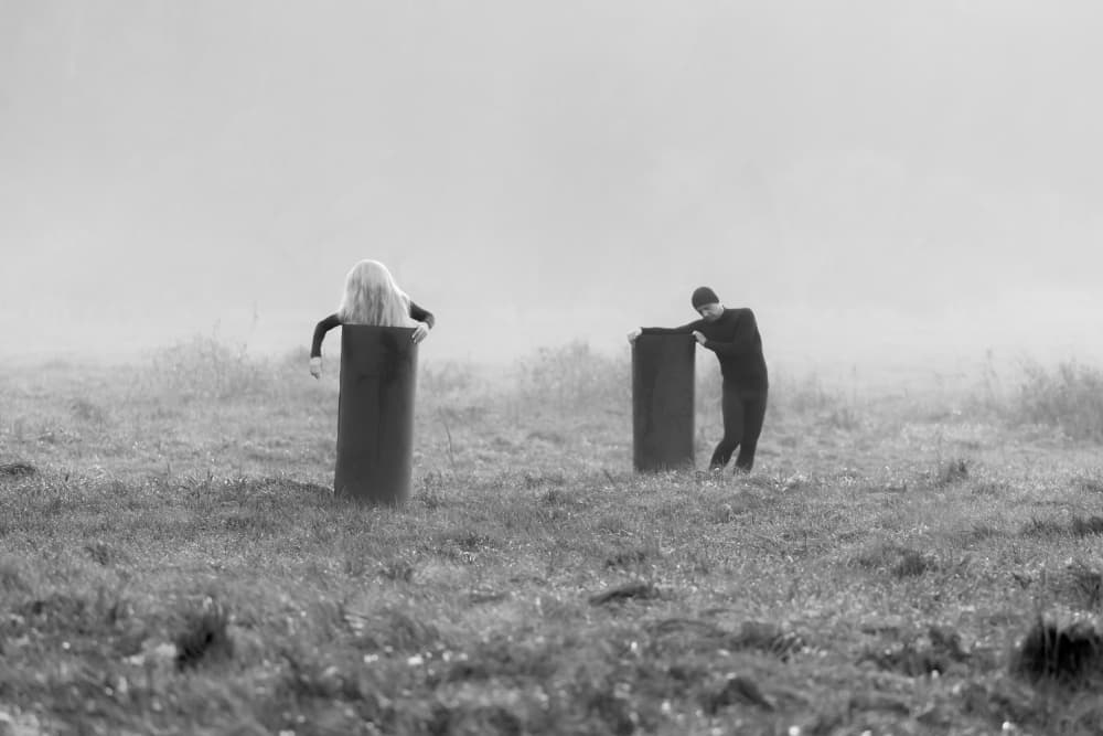 Misty Field Figures by Leszek Paradowski — canvas wall art