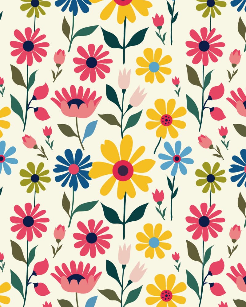 Vibrant Folk Flowers by Kintsugi99 — canvas wall art