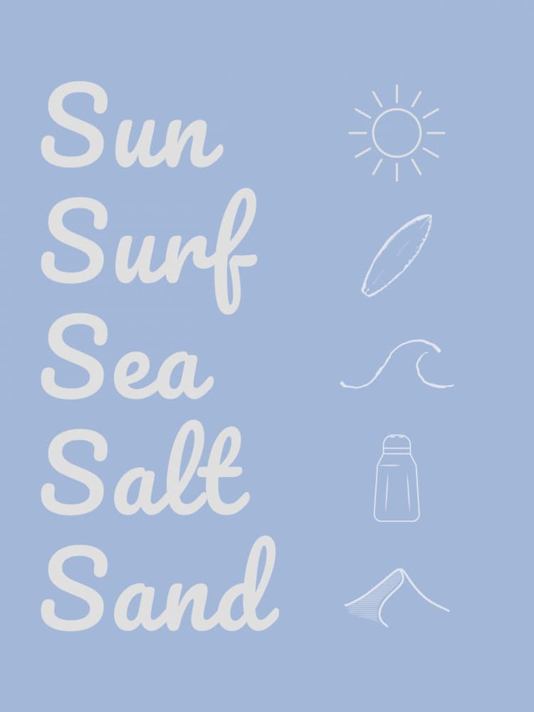 Sun Surf Sea Sand by Jolly and Dash — canvas wall art