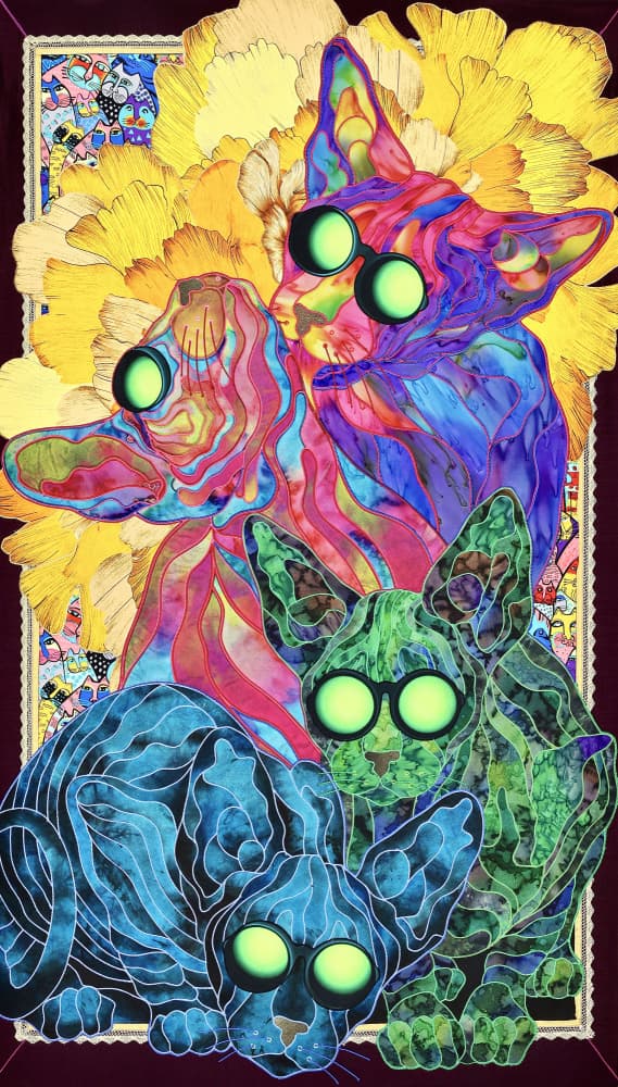 Glowing Psychedelic Cats by Kostyantin Malginov — canvas wall art