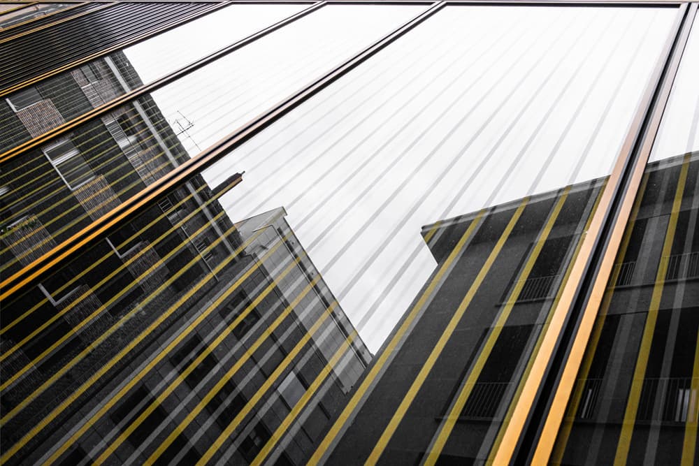 Diagonal City Reflection by Rolf Endermann — canvas wall art