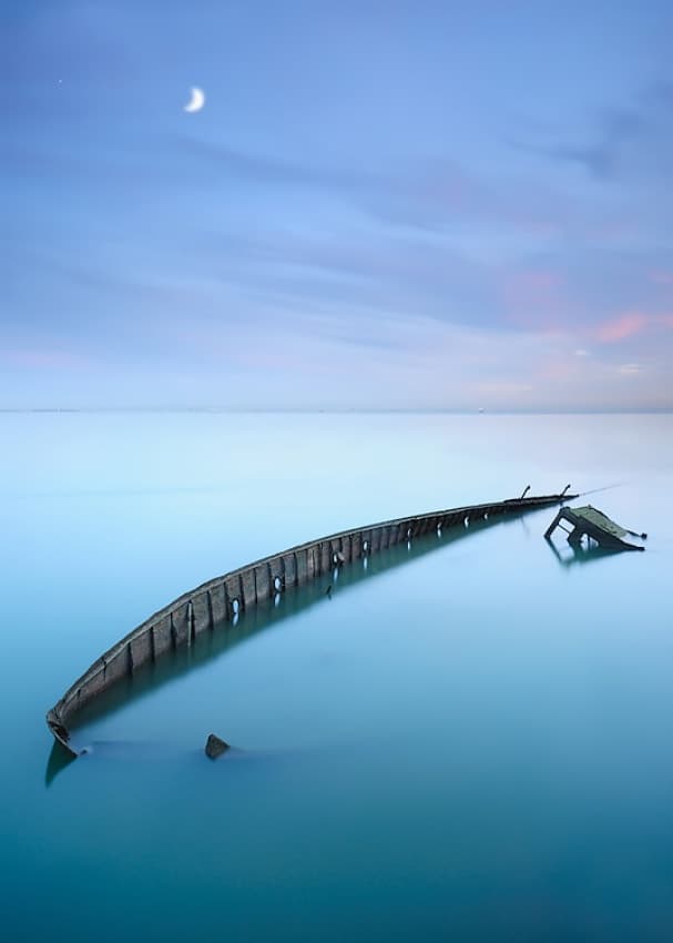 Blue Shipwreck Moon by Paulo Dias — canvas wall art
