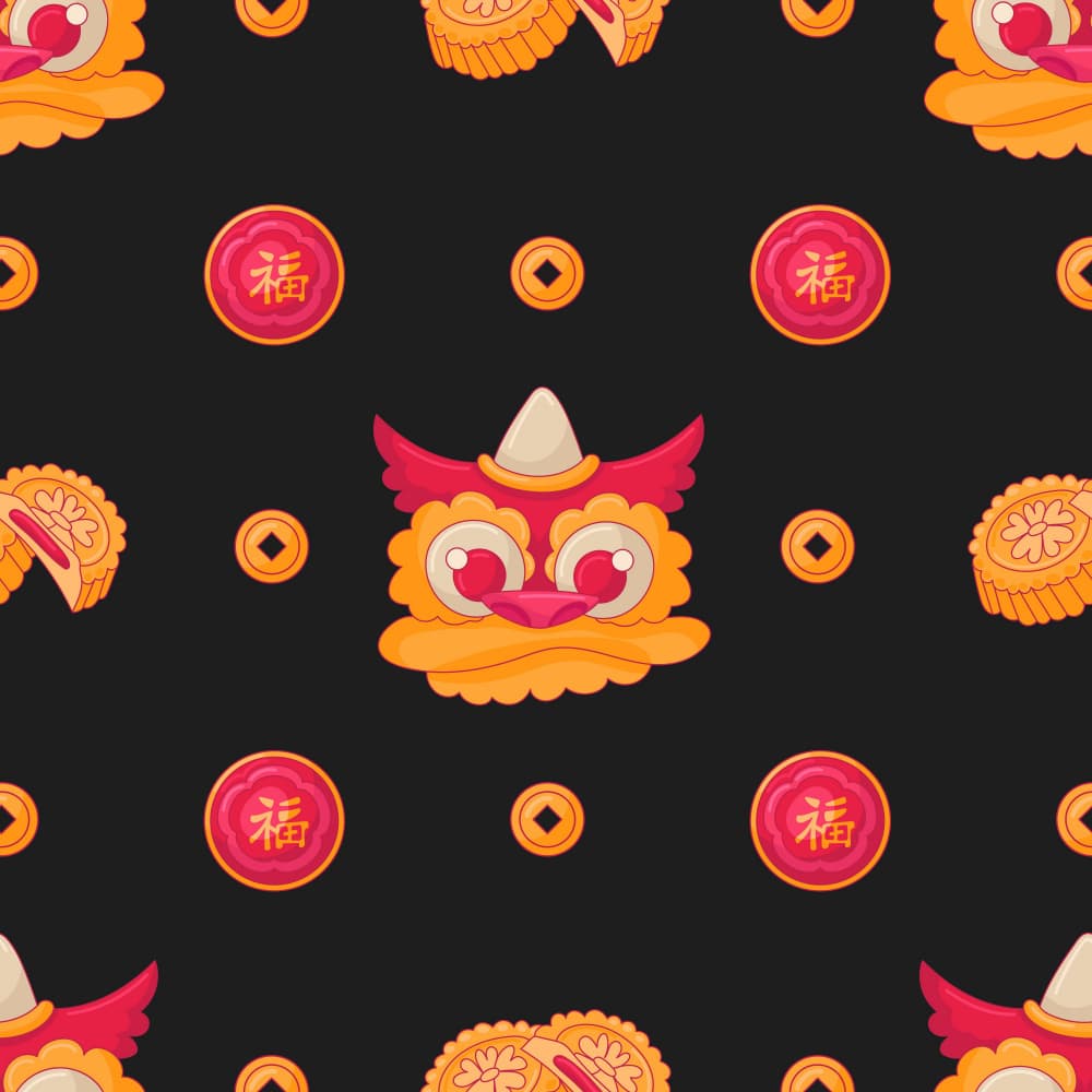 Festive Lunar New Year Pattern by Marika Barsrsind — canvas wall art