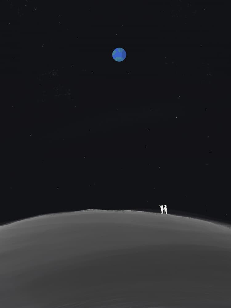 Two Under Blue Moon by Little Dean — canvas wall art