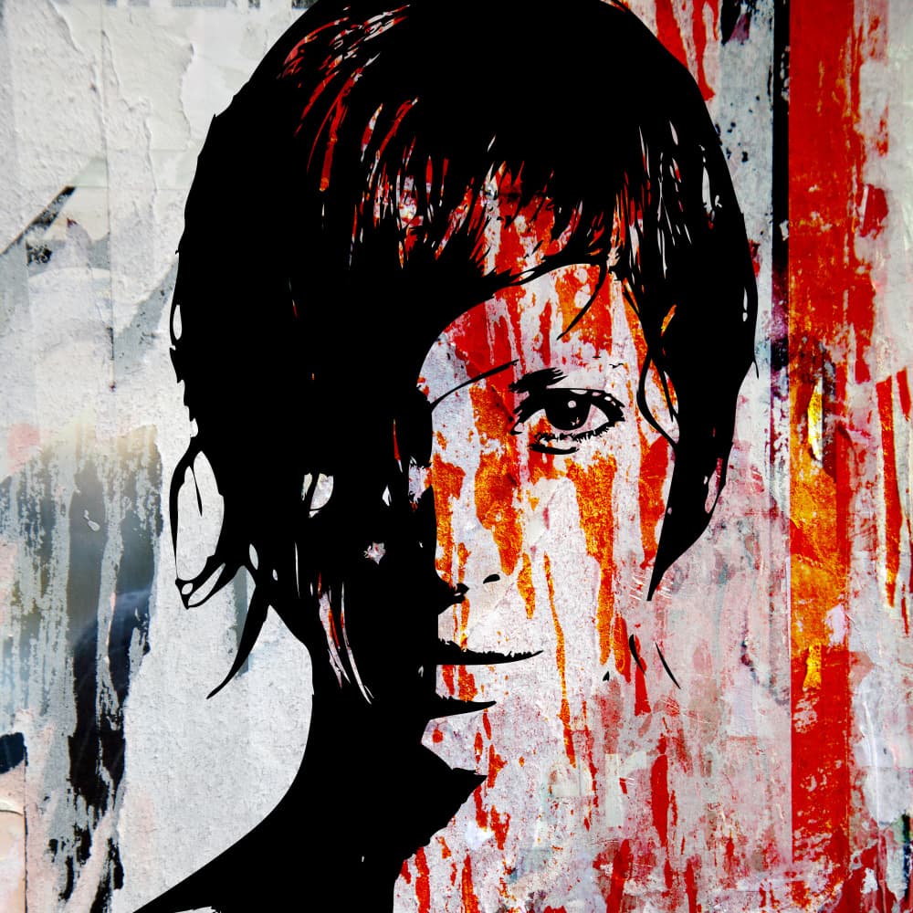 Abstract Red Portrait by PASLIER Morgan — canvas wall art