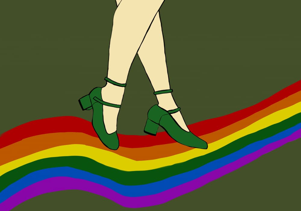 Green Shoes Rainbow Path by Sharyn Bursic — canvas wall art