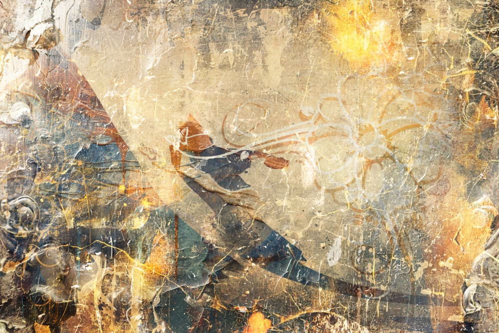 Distressed Golden Abstract by Rafal Kulik — canvas wall art