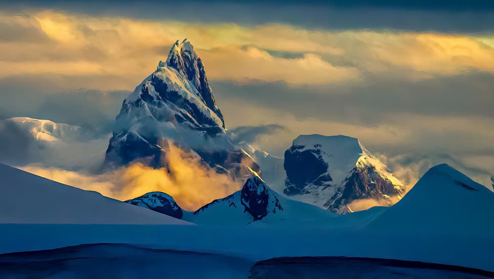 Majestic Mountain Sunset by Ning Lin — canvas wall art