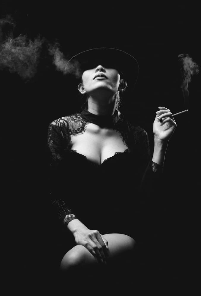Mysterious Woman Smoking by Sebastian Kisworo — canvas wall art