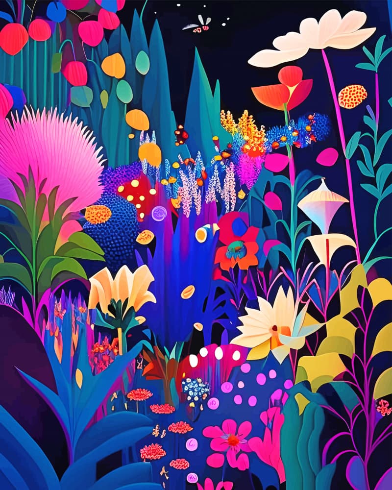 Vibrant Night Garden by Uma Gokhale — canvas wall art