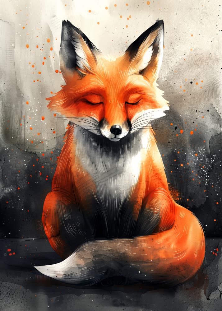 Peaceful Fox Zen by Justyna Jaszke — canvas wall art