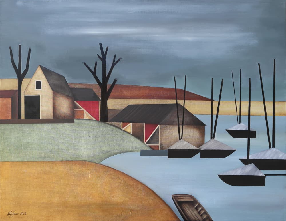 Quiet Village Harbor by Alexander Trifonov — canvas wall art