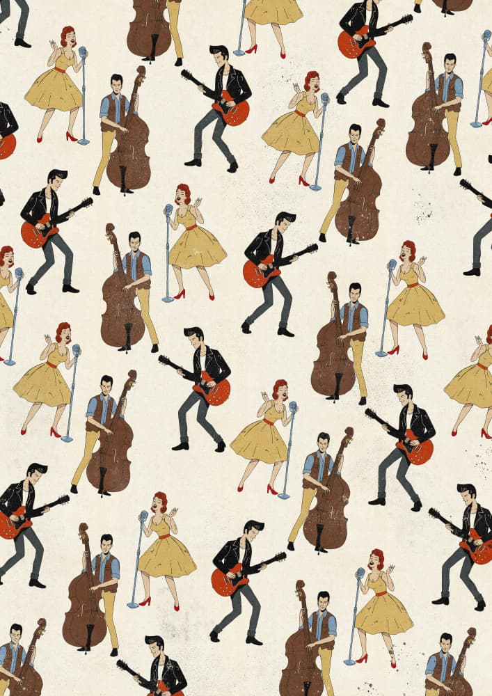 Rockabilly Rhythm Players by Nicholas — canvas wall art