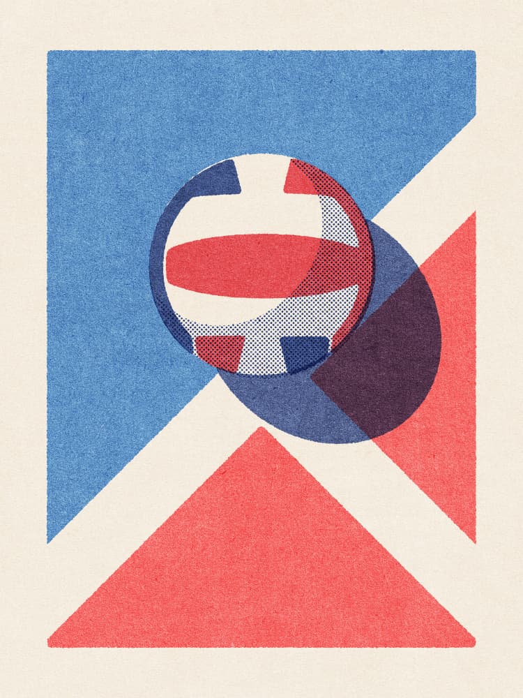 Red Blue Volleyball by Daniel Coulmann — canvas wall art