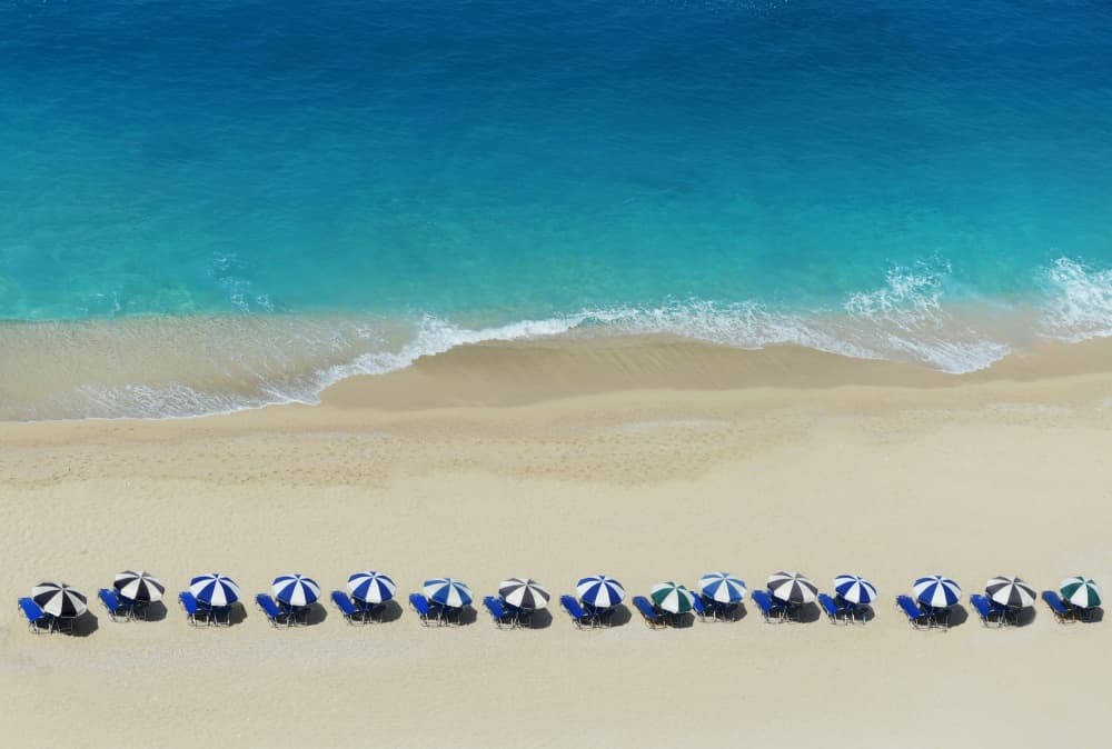 Tropical Beach Umbrellas by Ina Dabi — canvas wall art