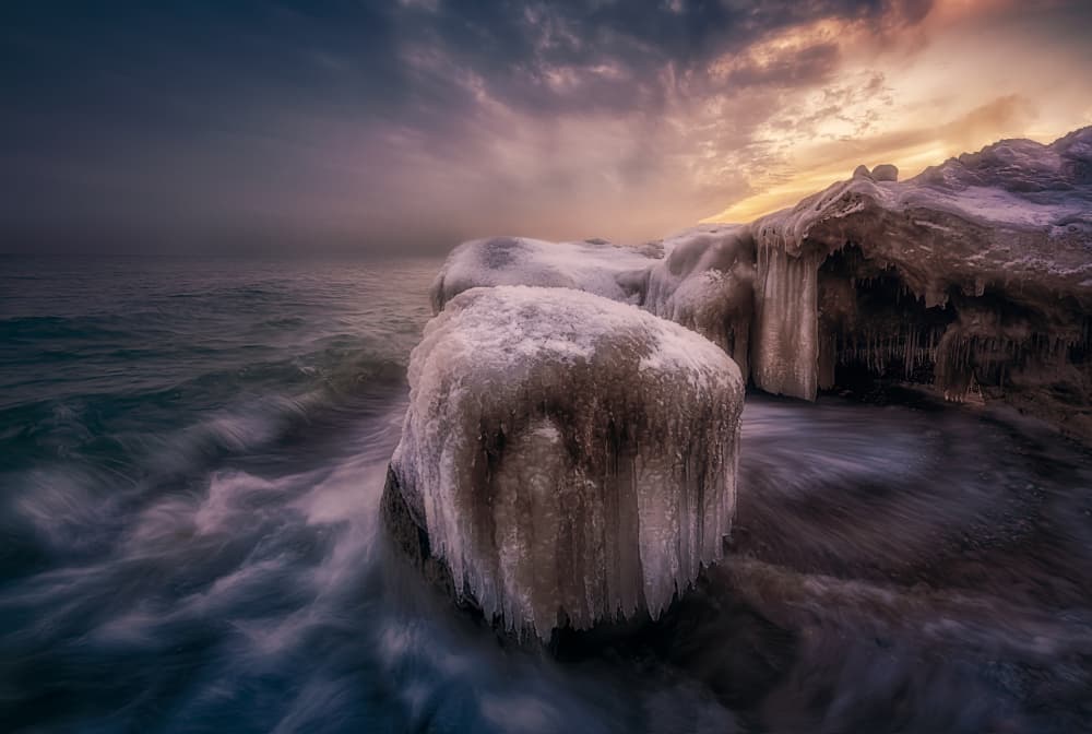 Winter Coast Twilight by Ben.C.L — canvas wall art