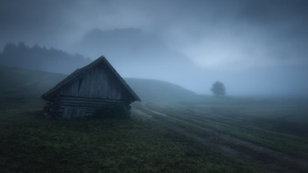 Misty Mountain Cabin by Zbyszek Nowak — canvas wall art