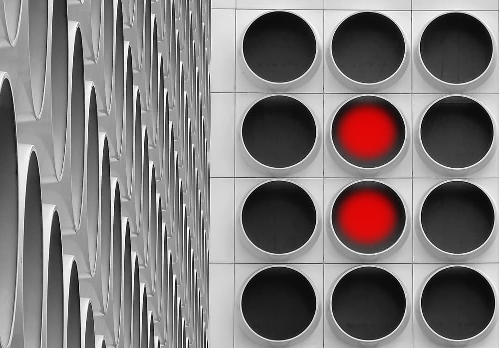 Red Circles Modern Architecture by Henk van Maastricht — canvas wall art