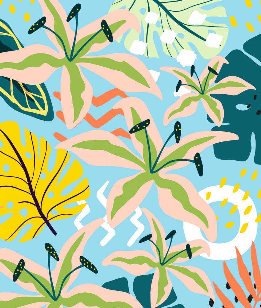 Modern Tropical Flowers by Uma Gokhale — canvas wall art