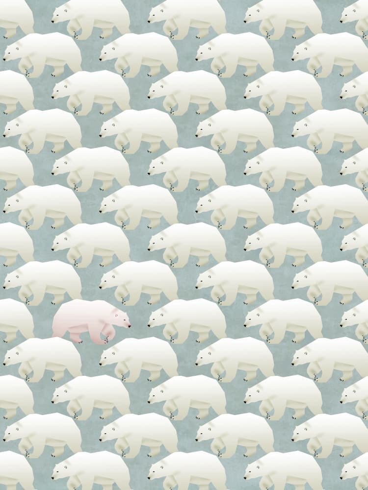 One Pink Polar Bear by Angelo Cerantola — canvas wall art