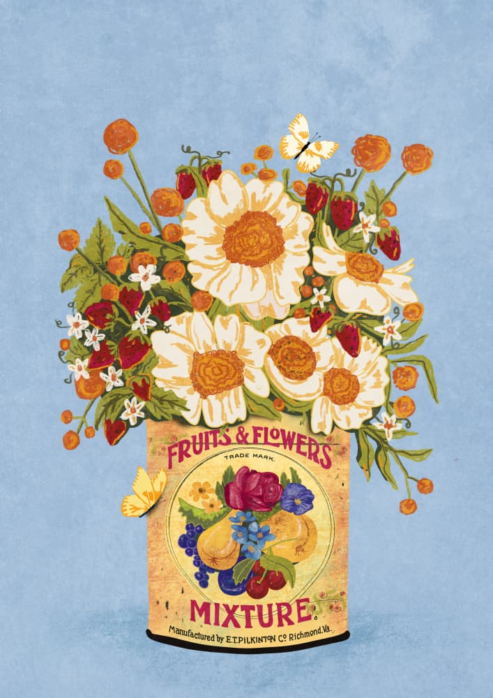 Flowers In a Vintage Tea Can by Raissa Oltmanns — canvas wall art