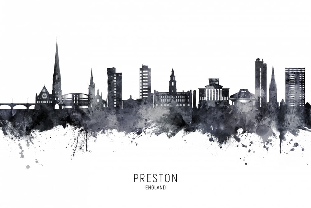 Preston England Skyline by Michael Tompsett — canvas wall art