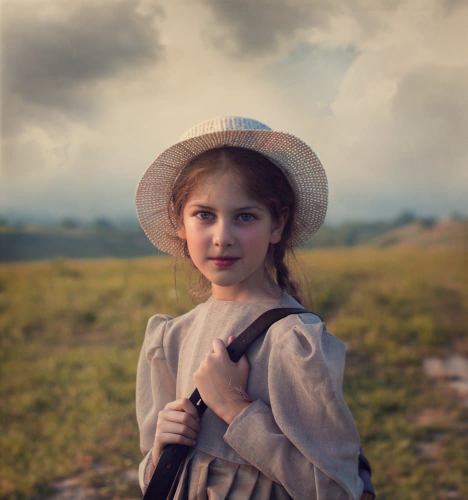 Girl with a Straw Hat by Svetlana Melik-Nubarova — canvas wall art