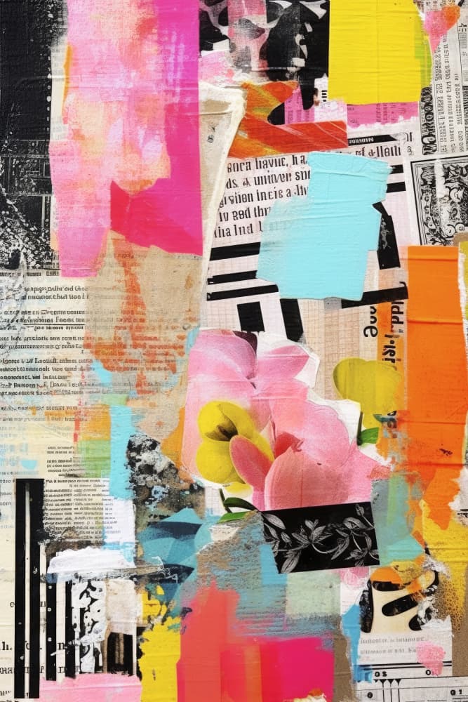 Urban Flower Collage by Treechild — canvas wall art