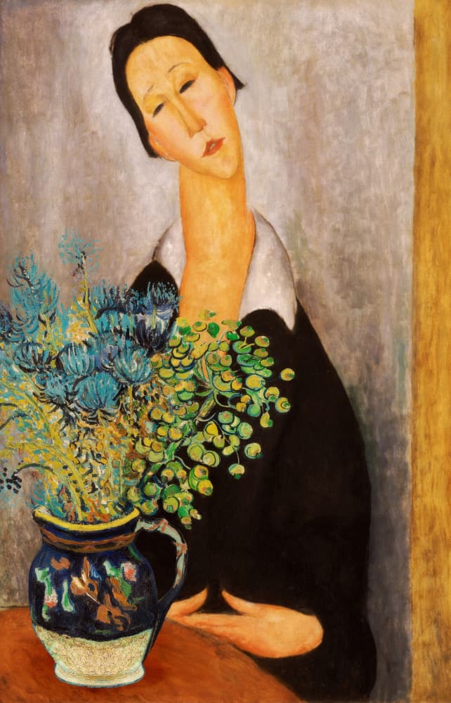 Elegant Woman with Flowers by Marja van den Hurk — canvas wall art