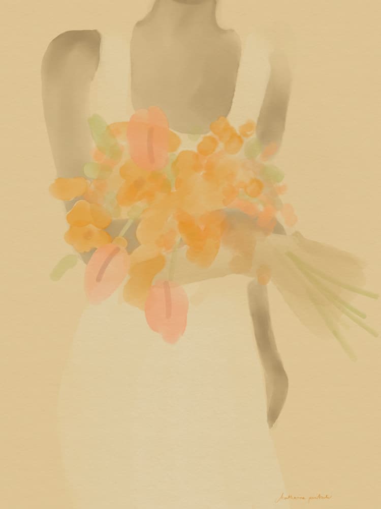 Girl With Orange Flowers by Katharina Puritscher — canvas wall art