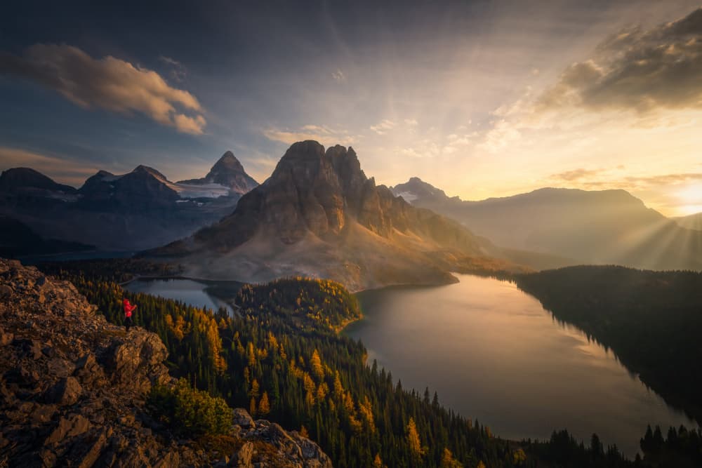 Autumn Mountain Lake Sunset by Yongnan Li （李永男） — canvas wall art
