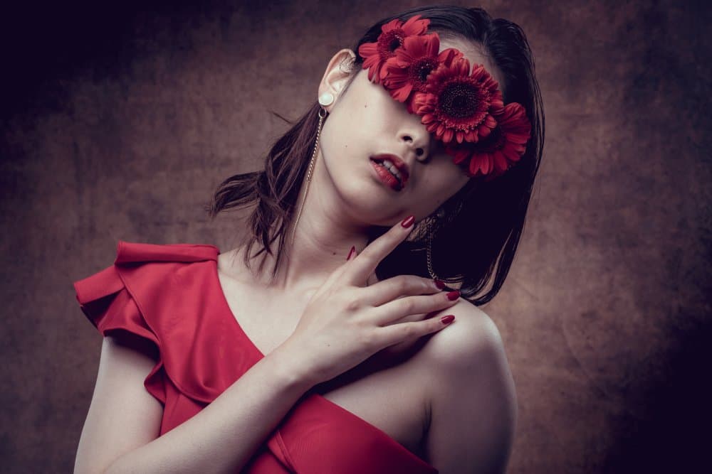 Elegant Red Flowers Portrait by Suguru Sumimoto — canvas wall art