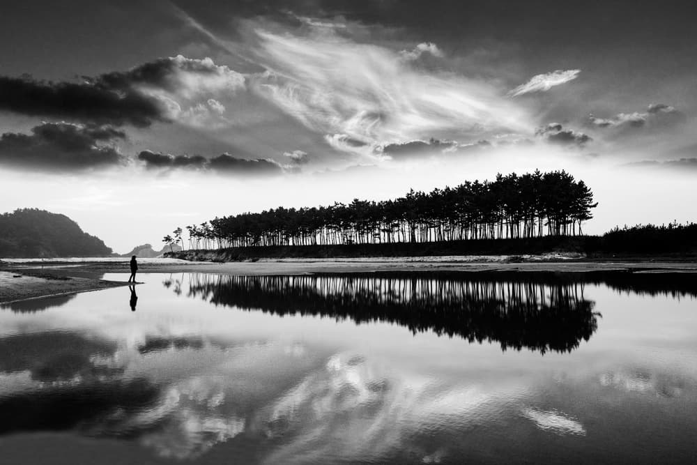 Solitary Coastal Reflection by Shin Woo Ryu — canvas wall art