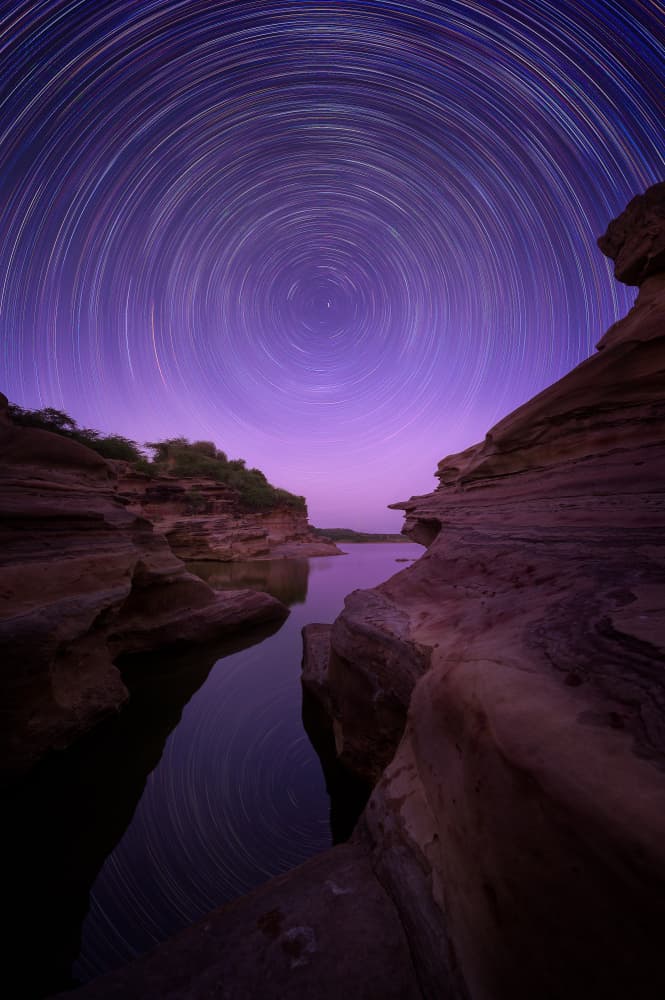 Purple Canyon Star Trails by SANDEEP MATHUR — canvas wall art