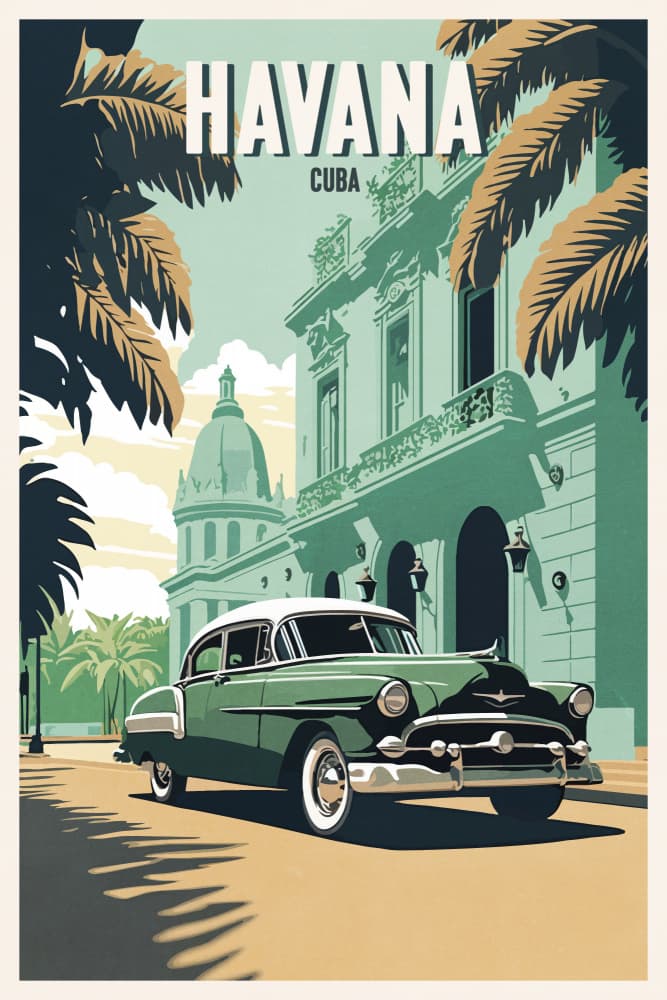Havana Classic Car by thomas chedeville — canvas wall art