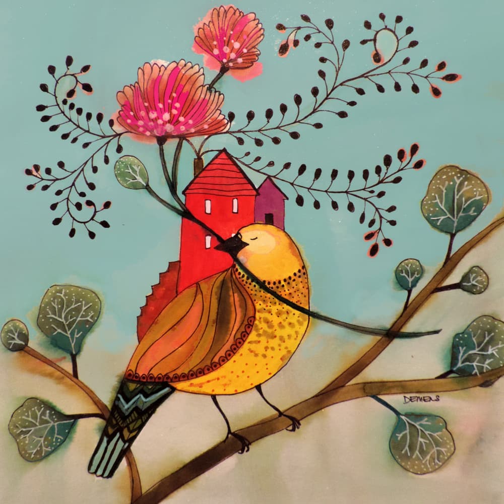Whimsical Bird Home by Sylvie Demers — canvas wall art
