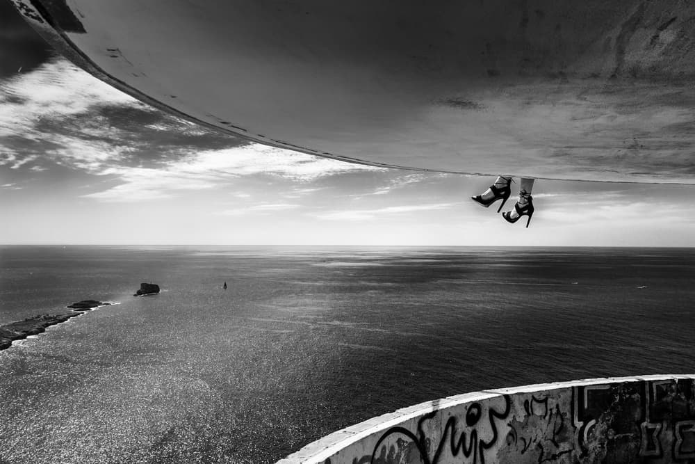 Dangling Heels Ocean View by Burkhard Achtergarde — canvas wall art