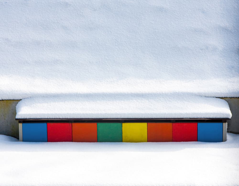 Colorful Snow Bench by Rolf Endermann — canvas wall art