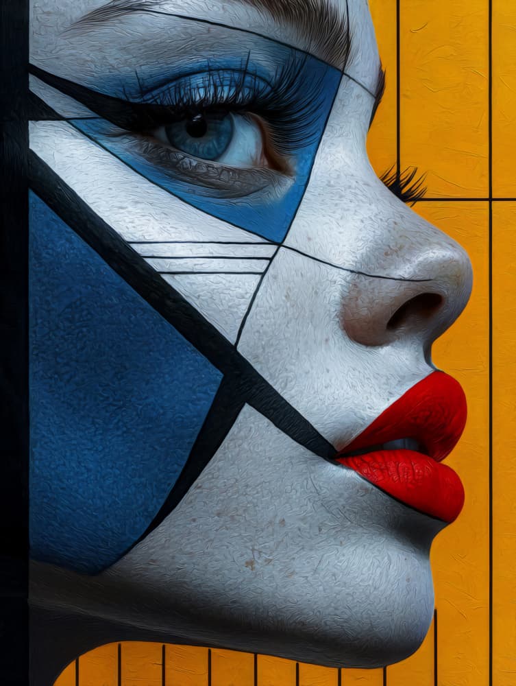 Geometric Face Portrait by Bilge Paksoylu — canvas wall art