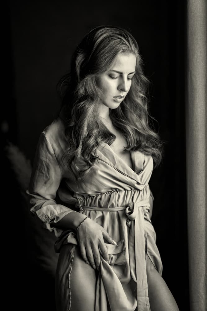 Pensive Woman Portrait by Chris Bos — canvas wall art