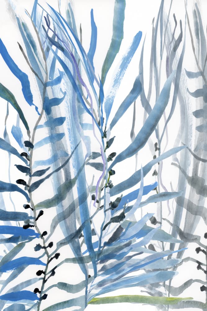 Flowing Blue Botanicals by cartissi — canvas wall art