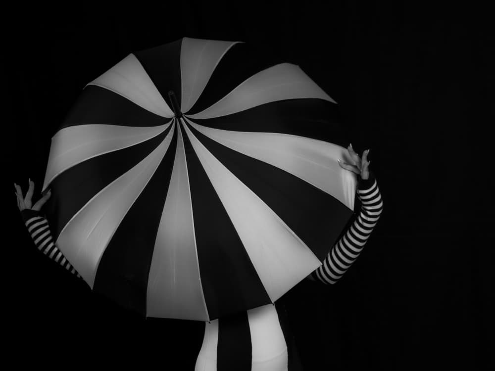 Elegant Striped Umbrella by Eyal Alcalay — canvas wall art