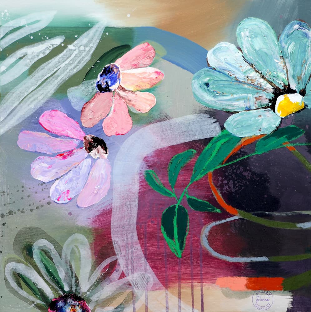 Vibrant Painterly Blooms by POOVI ART — canvas wall art