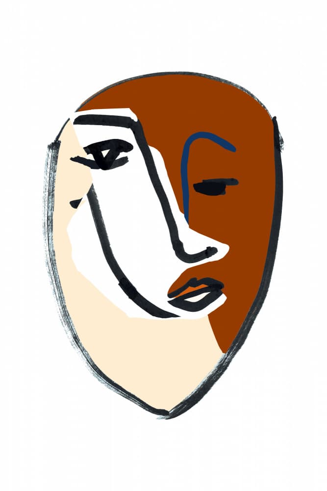 Split Face Portrait by cartissi — canvas wall art