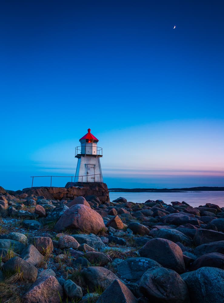 Dusk Lighthouse Moon by Andreas Christensen — canvas wall art